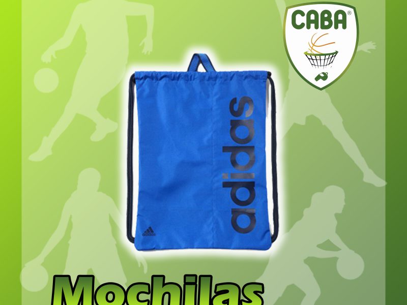 Mochila tipo saco azul, artículo de merchandising de CABA