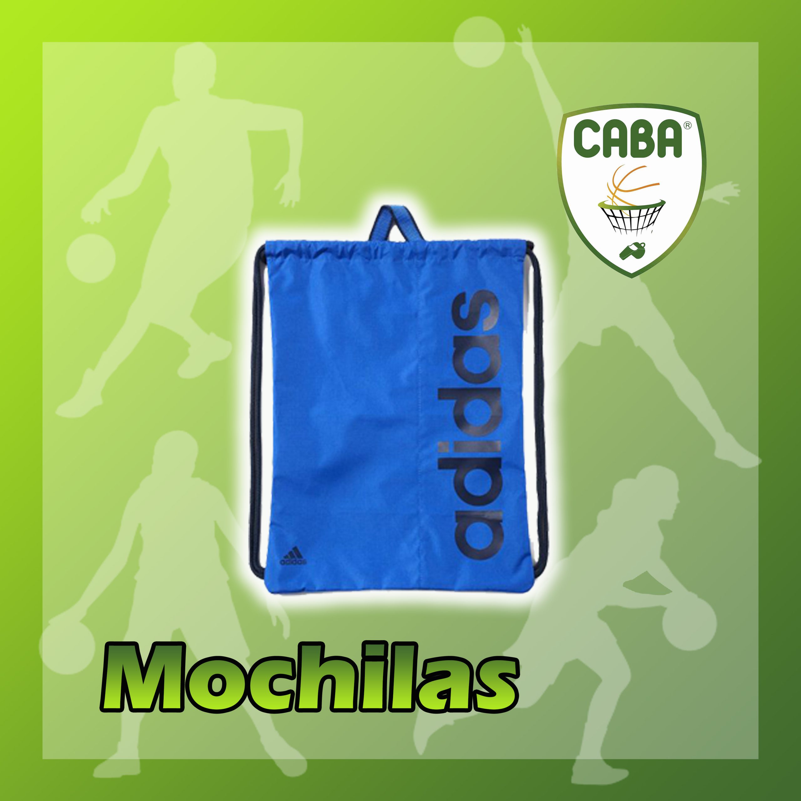 Mochila tipo saco azul, artículo de merchandising de CABA