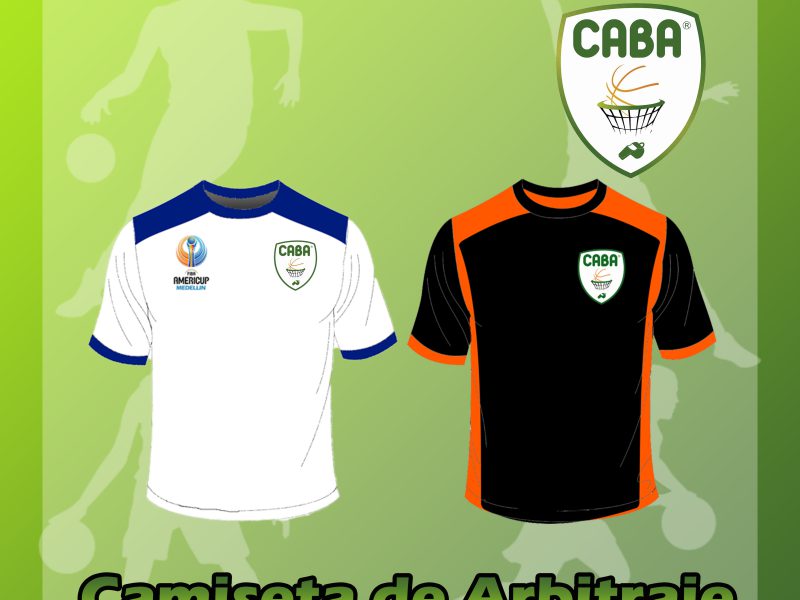 Camisetas de arbitraje CABA, una blanca y una negra, con el escudo de la asociación en el pecho